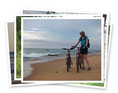 Cyclist on Beach Trails Sri Lanka