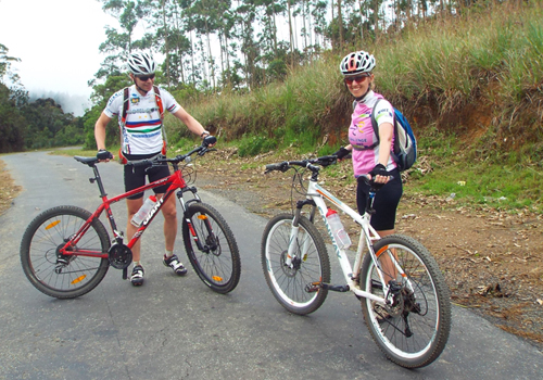 nature friendly cyclist on the way in Sri Lanka